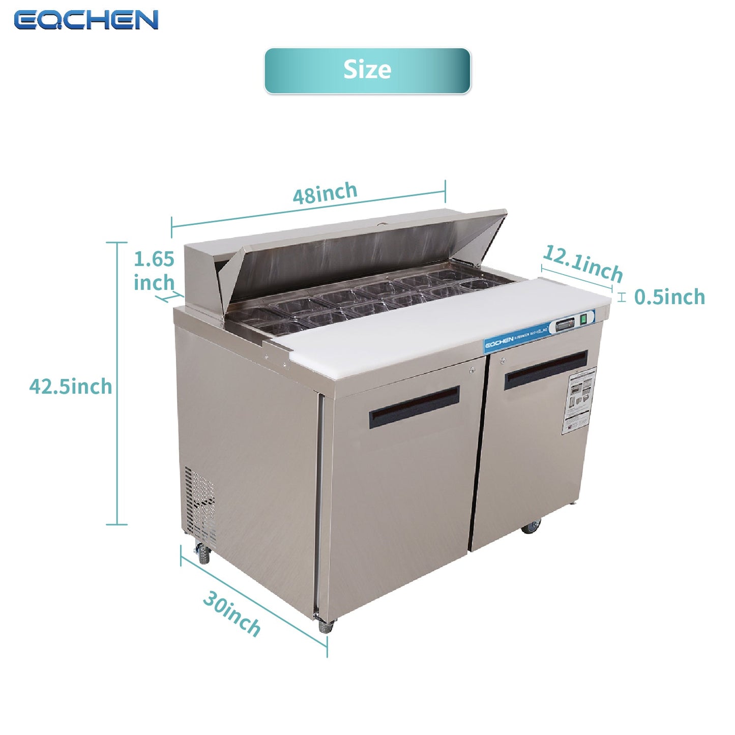 EQCHEN 48 Inch Sandwich Prep Table Refrigerator
