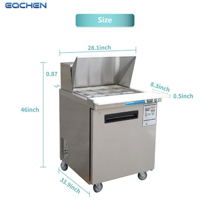 EQCHEN 27 Inch Mega Top Sandwich Prep Table Refrigerator