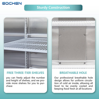 Commercial Fridge and Freezer Combo, EQCHEN 72" 3 door Reach-In Commercial Refrigerator and Freezer Combination