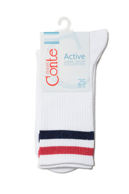 Conte Cotton Long Socks Active 157 - Lurex Stripes