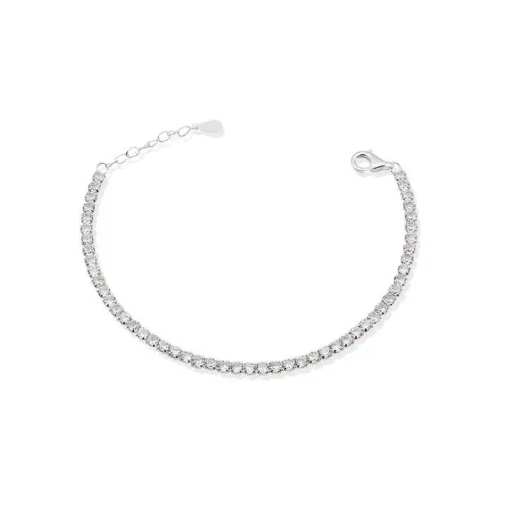 Tennis Bracelet, 18k White Gold Plated on Recycled Silver