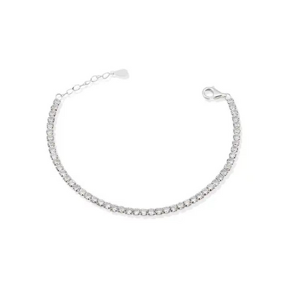 Tennis Bracelet, 18k White Gold Plated on Recycled Silver
