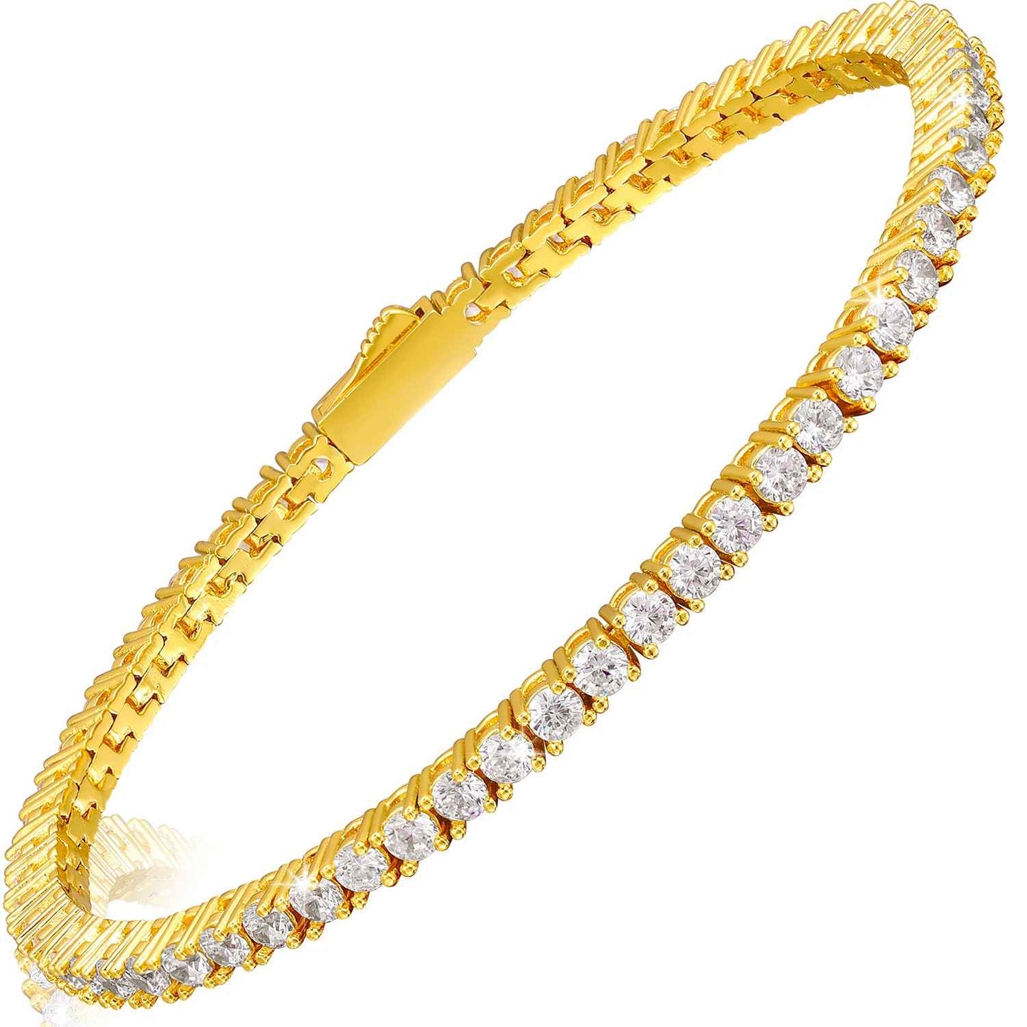 Célestin Lévêque Gold-Plated 925 Sterling Silver Tennis Bracelet, 2.5mm Moissanite