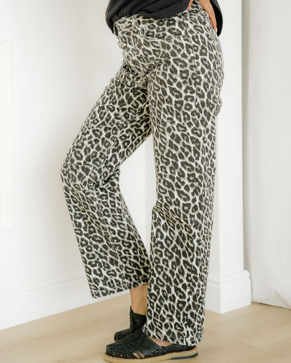 Winona Leopard Print Barrel Jeans