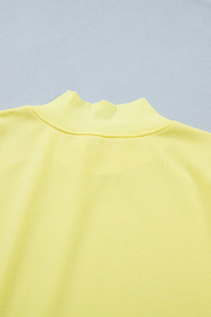 Solid Mock Neck Cap Sleeve Oversized Top