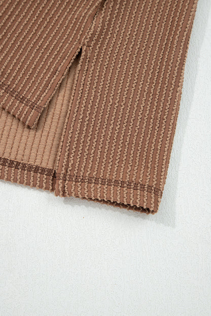 Solid Corded Knit Long Sleeve Top