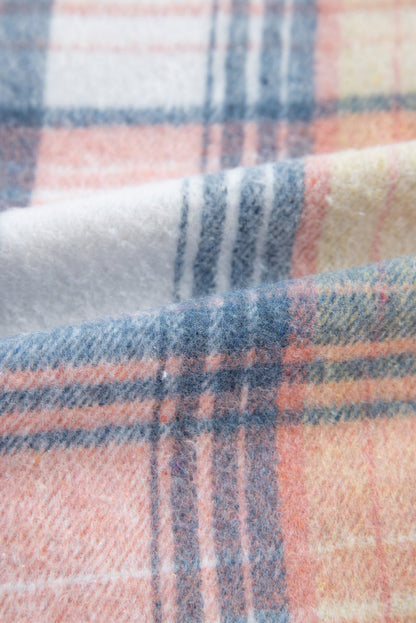 Plaid Corduroy Patchwork Pocketed Shacket