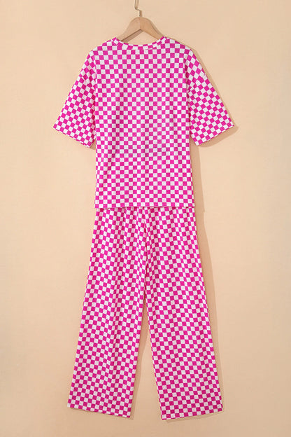 Checker Short Sleeve Tee & Pants Lounge Set