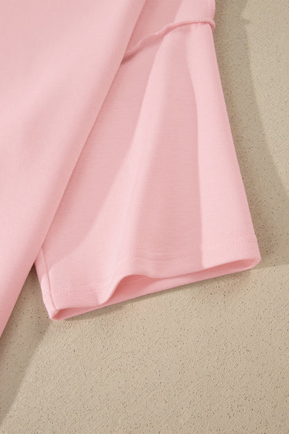 Solid Exposed Seam Mock Neck Tee & Shorts Set