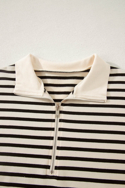 Stripe Colorblock Zip Polo & Drawstring Shorts Set