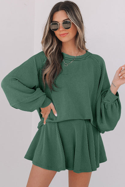 Corded Top and Ruffle Mini Skort Set