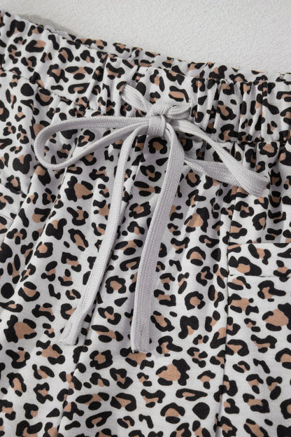 Leopard Loose Tee & Drawstring Waist Pants Set