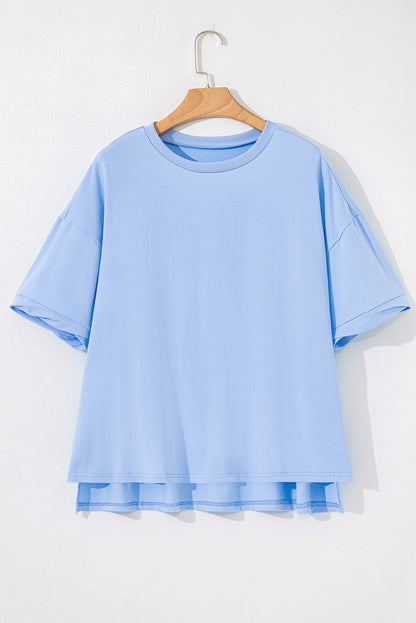 Solid Short Sleeve Hi Low Hem T-Shirt