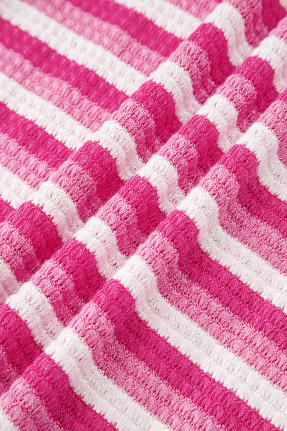 Stripe Textured Knit Short Sleeve Tee