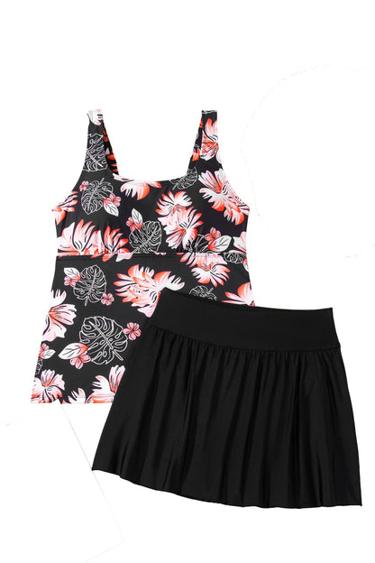 Colorblock Tankini Top and Skort Swim Set