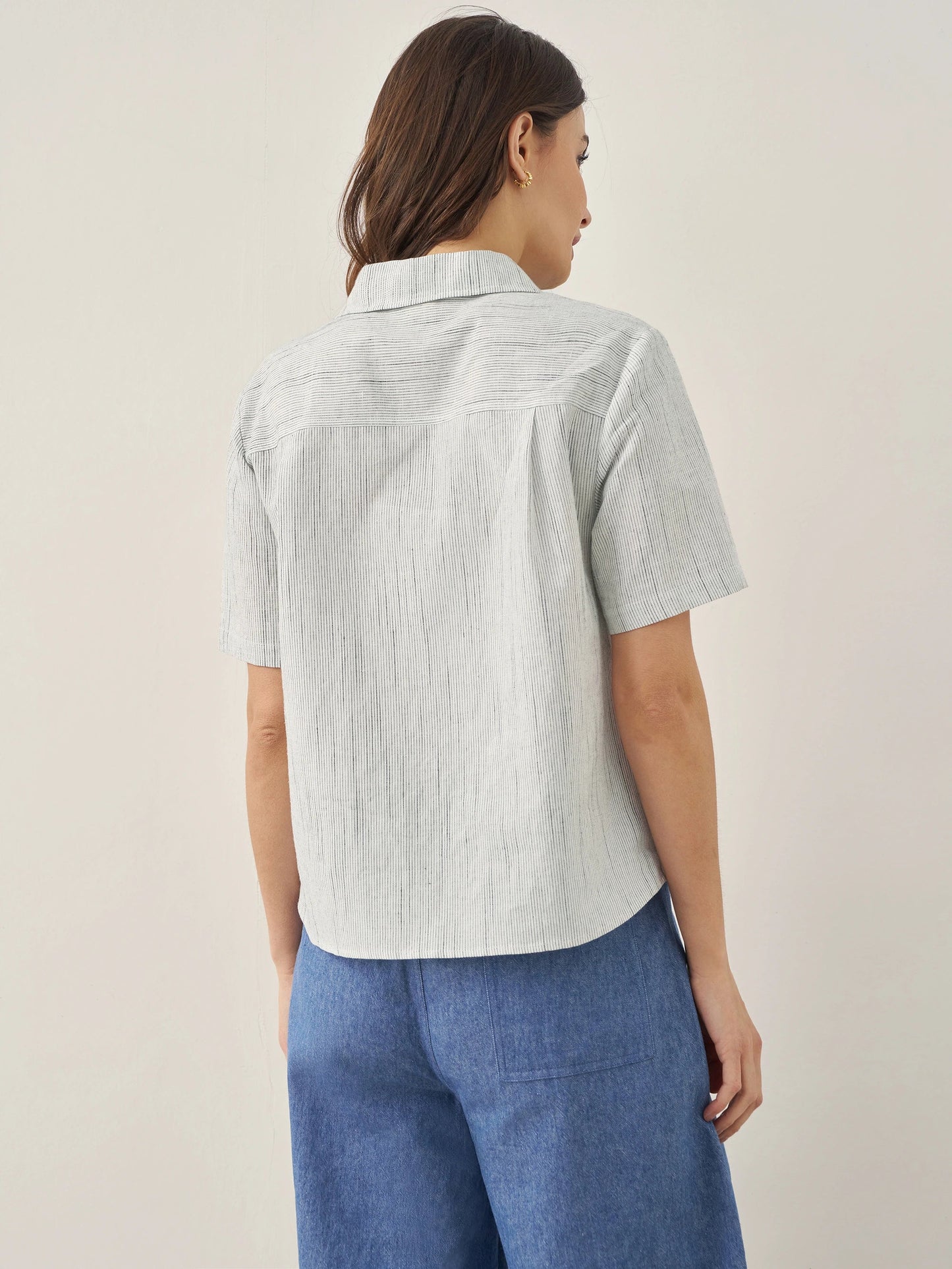 Linen Double-Breasted Artistic Stripe Shirt JUNO