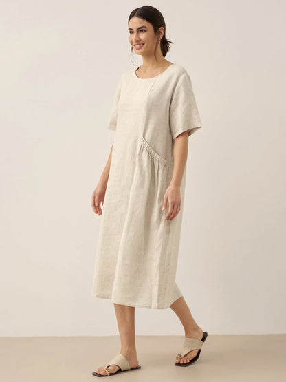 100% Linen Pocket Caftan Midi-Dress ESME