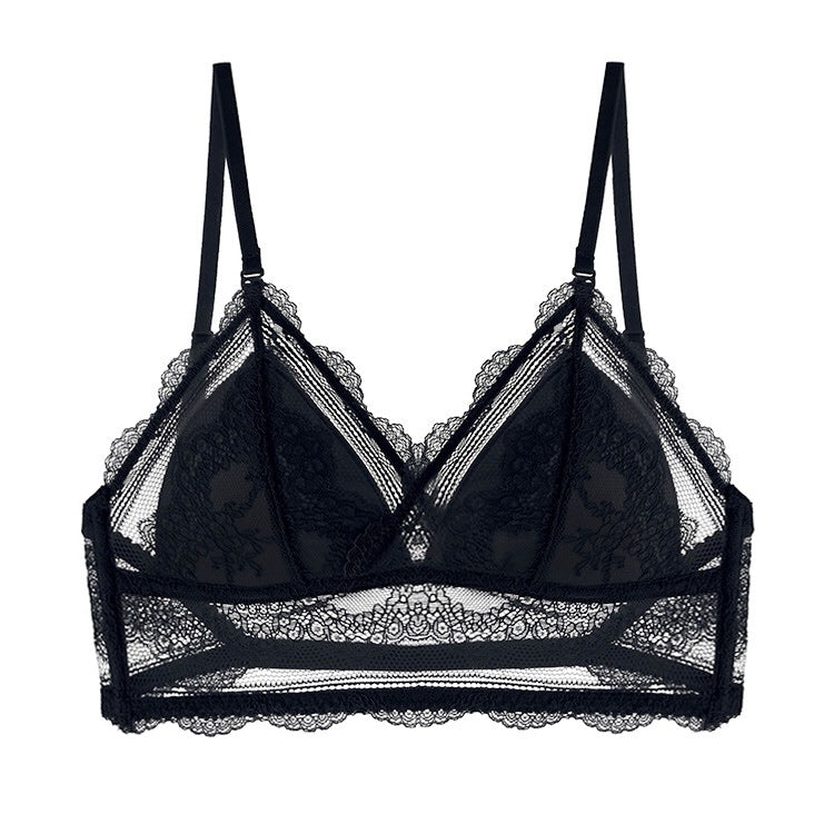 bralette French Sexy U-Shaped Beauty Back Underwear Women Wireless Thin Bra Invisible Backless Lace Triangle Cup Bra Summer