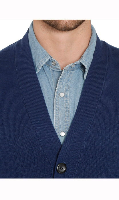 Men's Cashmere-Like Button Front Flat Knit Sweater Vest with front patch pockets