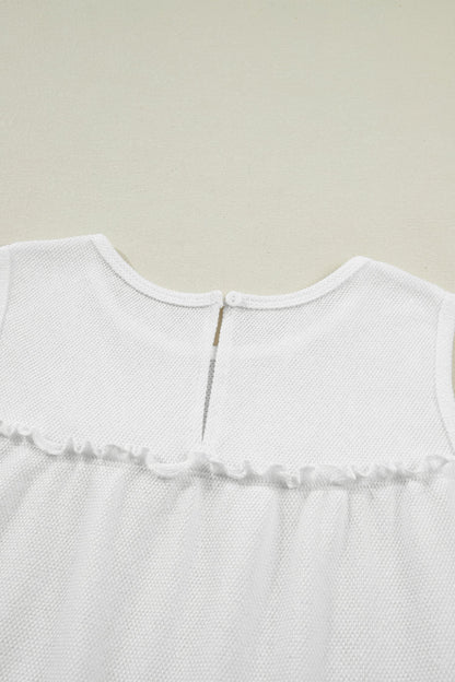 Solid Frilled Ruffle Tiered Tank Top