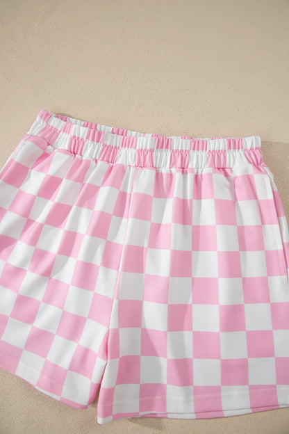 Checker Colorblock Mock Neck Top & Short Set