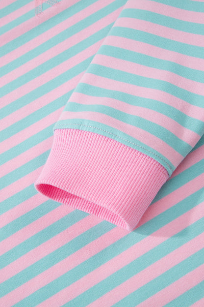 Stripe Colorblock Pullover & Pull-On Shorts Set