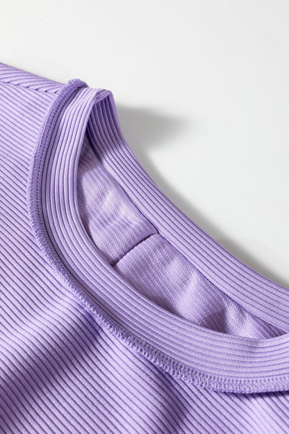 Ribbed Exposed Seam Drop Shoulder Pullover