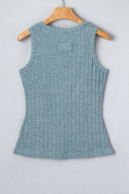 Solid Ribbed Knit Mineral Wash Tank Top