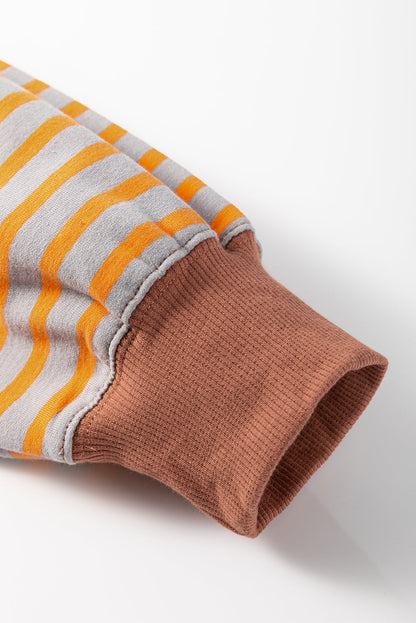 Stripe Colorblock Drop Shoulder Oversized Sweatshirt