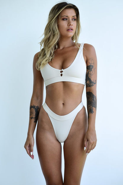 Summer Arrival Swimwear Multi Color Button Two Piece High Waist Swimsuit Women