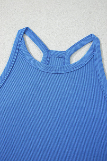 Solid Ribbed Tank Top & Sweatpants Set