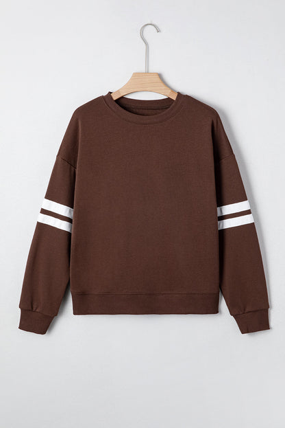 Varsity Stripe Drop Shoulder Oversized Sweatshirt