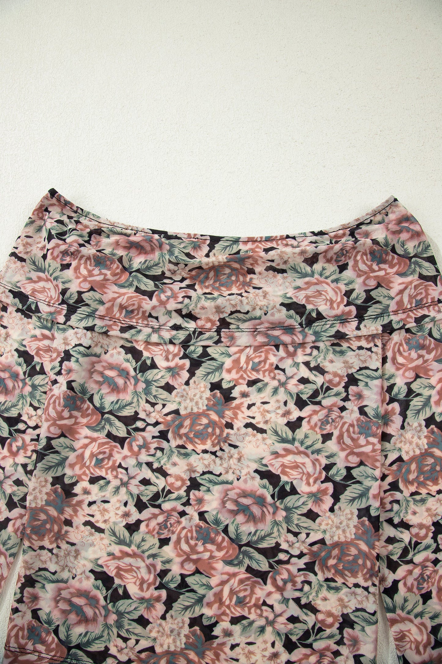 Floral Mesh Off Shoulder Long Sleeve Top
