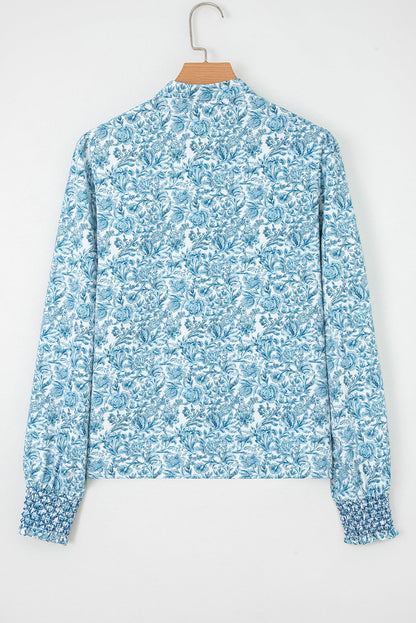 Floral Puff Sleeve Button-Up Shirt