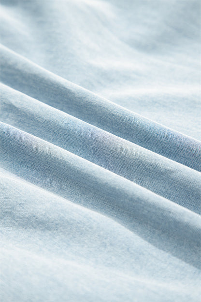 Chambray Bow Neck Sleeveless Ruffle Dress