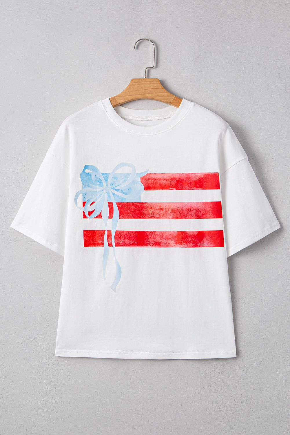 USA Flag Bow Crewneck Graphic Tee