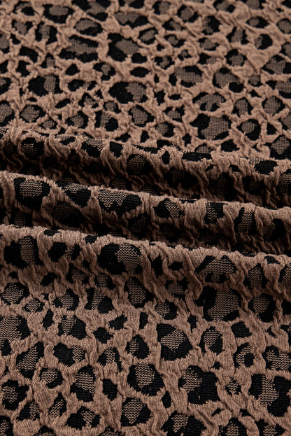 Leopard Ribbed Trim Long Sleeve Top