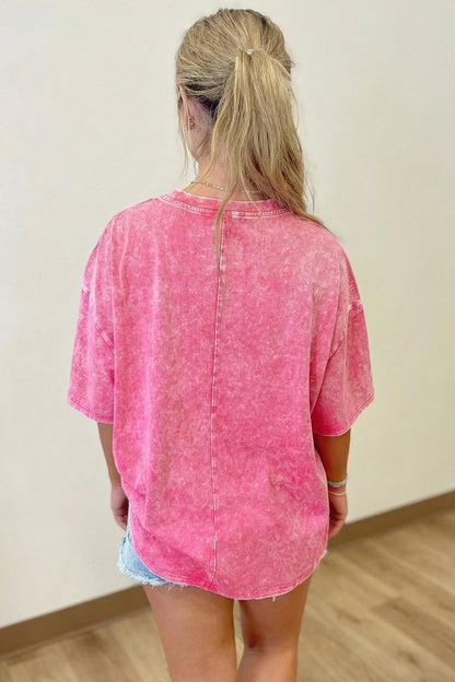 Solid Mineral Wash Short Sleeve Oversized Tee