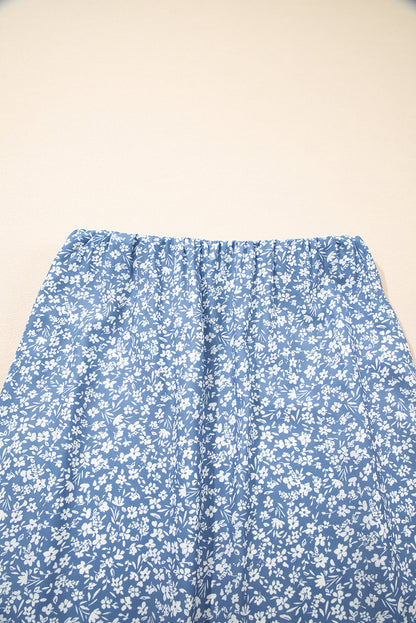 Boho Floral High Waist Side Split Maxi Skirt