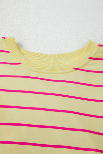 Stripe Overlap Drop Shoulder Pullover Sweatshirt