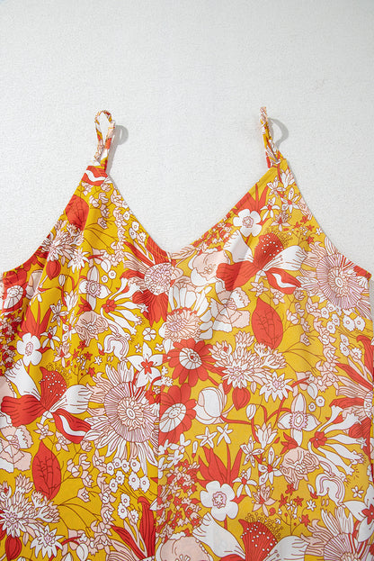 Floral Sleeveless V-Neck Wide Leg Jumpsuit