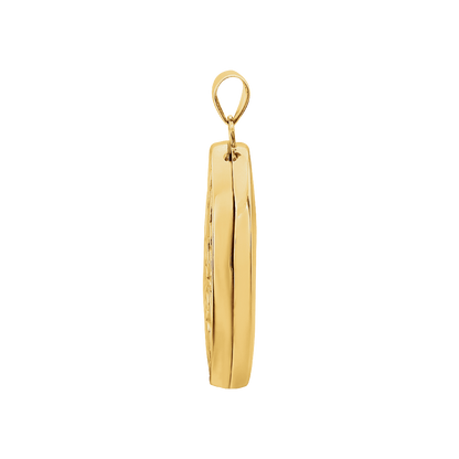 14K Yellow Gold Embossed Oval Locket Pendant – Vintage Solid Gold Photo Locket