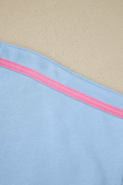 Colorblock Ribbed V-Neck & Skort Athleisure Set