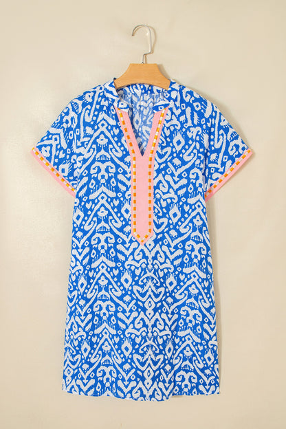 Western Stripe Colorblock Short Sleeve Mini Dress