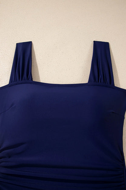 Square Neck Ruched One-Piece Swimsuit
