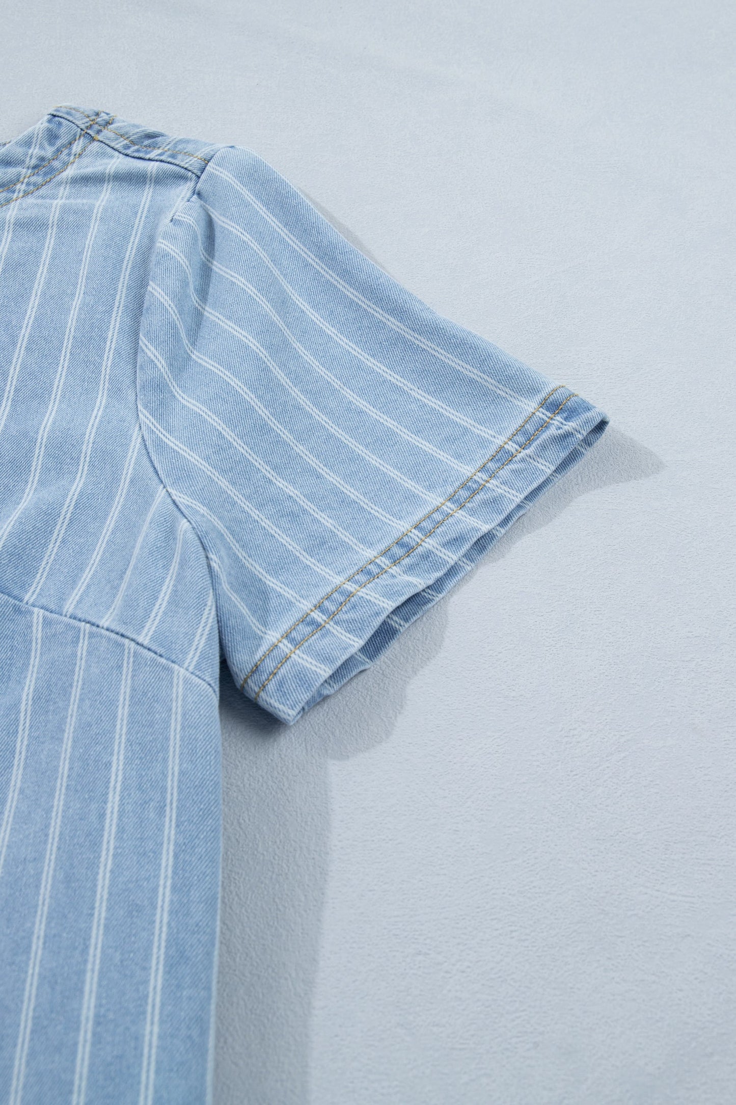 Stripe Denim Buttoned Back Mini T-Shirt Dress
