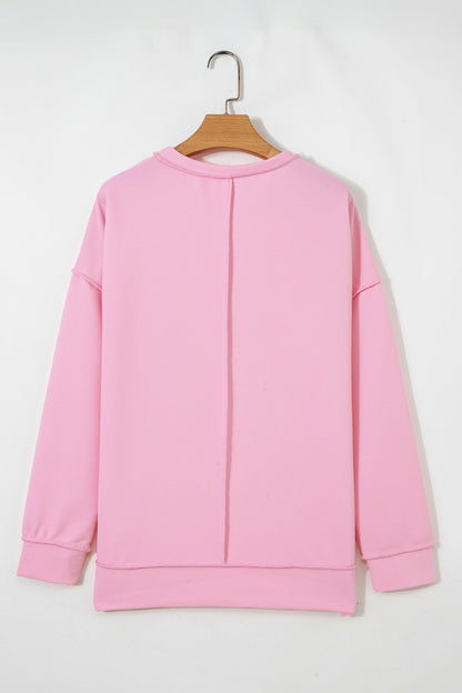 Ribbed Exposed Seam Drop Shoulder Pullover