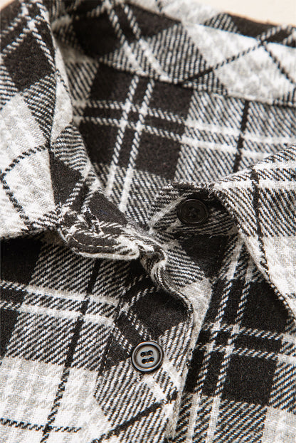 Plaid Chest Pocket Long Sleeve Buttoned Shirt