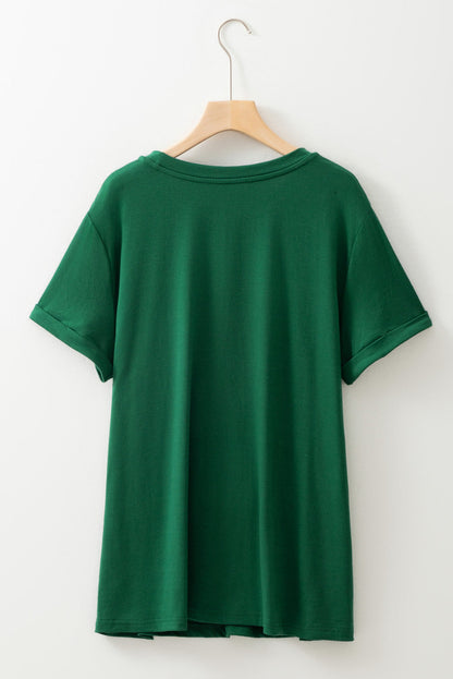 Plus Size Solid Rolled Short Sleeve T-Shirt