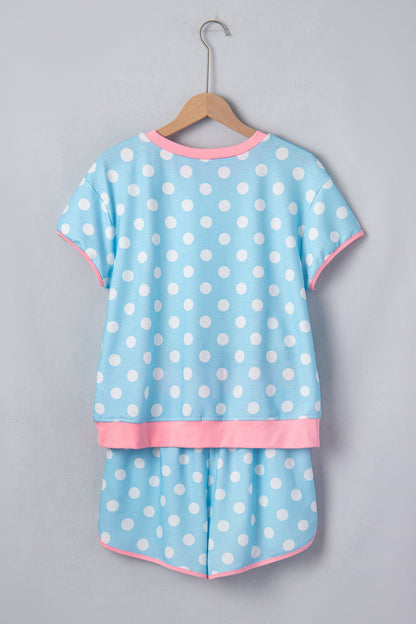 Polka Dot Contrast Trim Top & Short Set